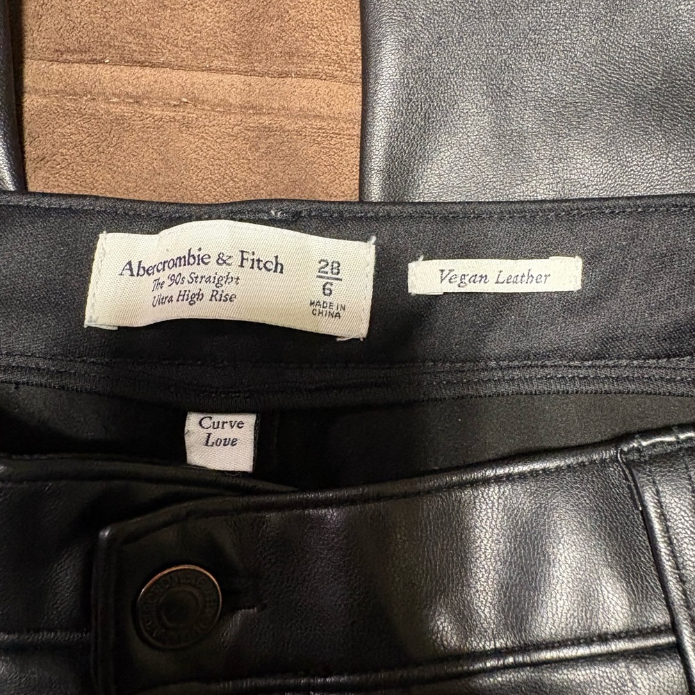 Abercrombie & Fitch Black Vegan Leather Straight Leg Jeans